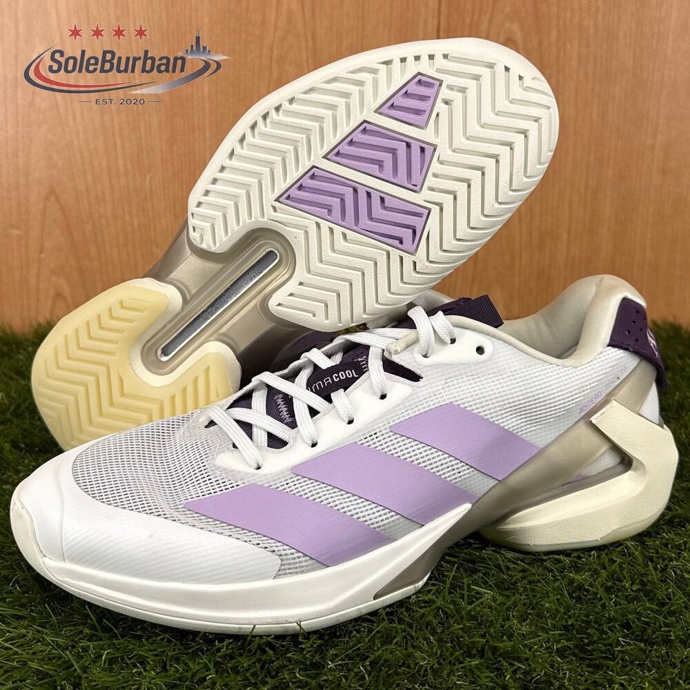adidas Adizero Ubersonic 5 White Purple Tennis Shoes JQ6351 Women's Size 9